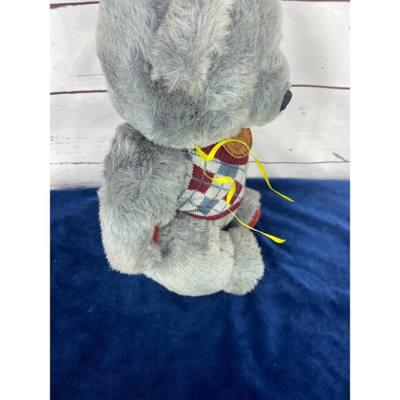 Vintage‎ Dandee Jointed Gray Teddy Bear With Argyle Sweater Vest - Picture 2 of 8